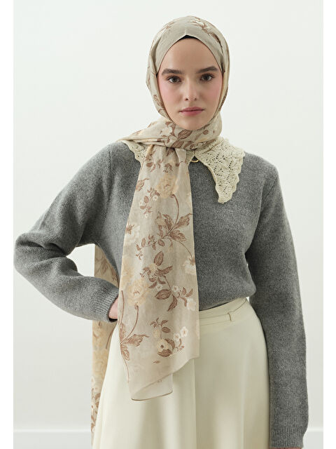 Fresh Scarfs REVERIE DESENLİ PAMUK VİSKON ŞAL BEJ - S000514040-19928