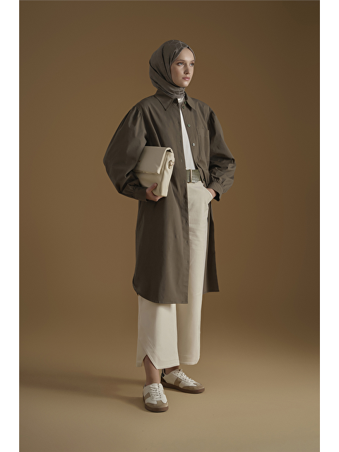 ARMİNE Karpuz Kol Tunik Elbise Haki