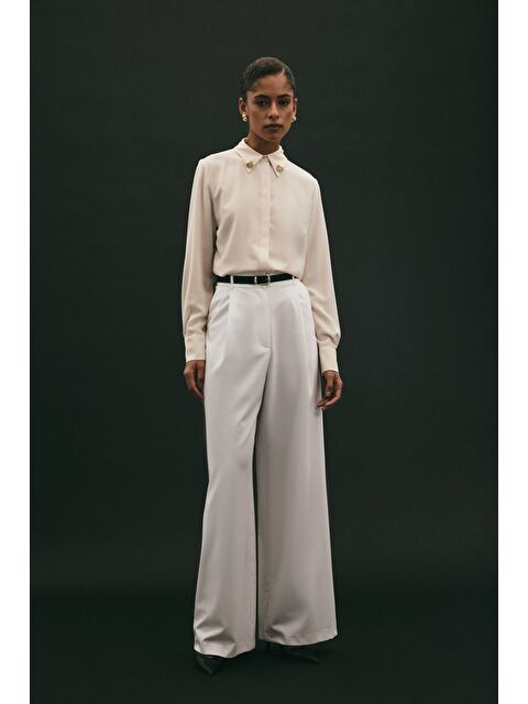 SATEEN Lena Palazzo Pantolon - Ekru - S000503946-19965