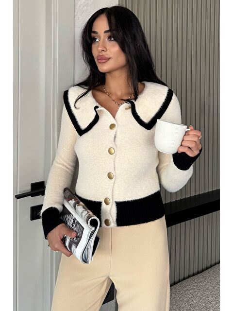 Gülseli Kadın Bebe Yaka Yumoş İplik Triko Ceket (s-m-l Uyumludur) - S000445218-19966