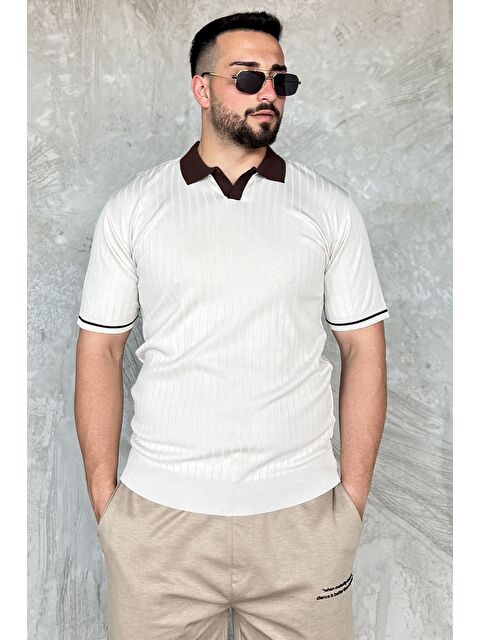 Mishar İtalia Erkek Polo Yaka Kendinden Çizgi Desenli Triko Tişört - S000399561-25636