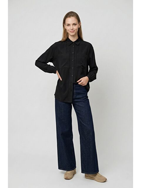 ALLDAY Siyah-Pat Detaylı Cepli Tunik - S000531596-19351