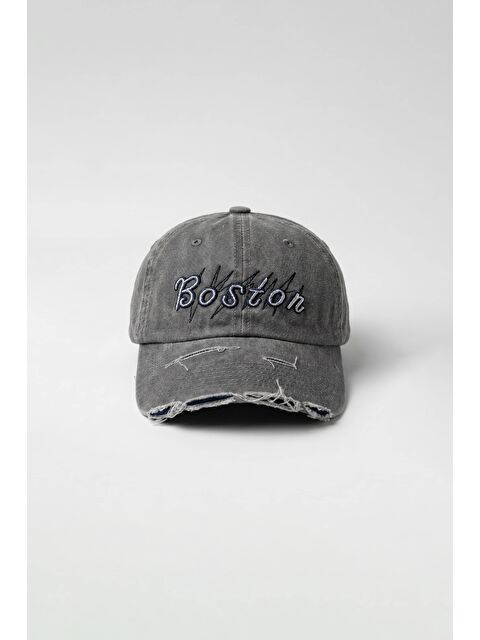 Abluka Online Erkek Boston Vintage Yıkamalı Beyzbol Şapka Gri