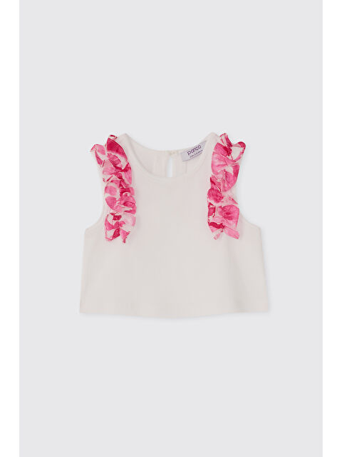 Panço Kız Bebek Fırfır Detaylı Beyaz Atlet