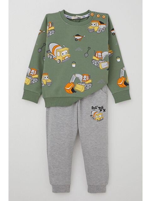 Breeze Erkek Çocuk Eşofman Takımı Küçük Operatör Çalışkan İş Makineleri Mint Yeşili (1-4 Yaş) - S000490145-1180