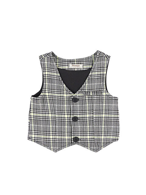 Panço Erkek Bebek Ekose Desenli Siyah Yelek - S000523739-19351