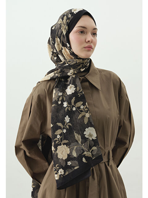 Fresh Scarfs REVERIE DESENLİ PAMUK VİSKON ŞAL SİYAH - S000514040-19351