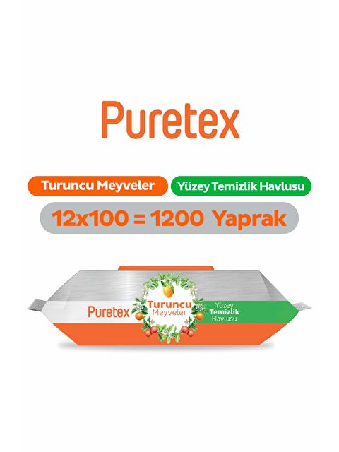 Puretex Yüzey Temizlik Havlusu Turuncu Meyveler 12x100 (1200 Yaprak) - S000516548-10231