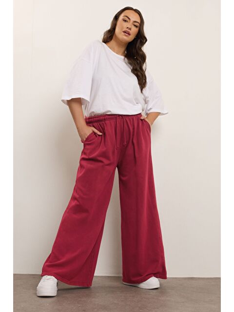 Stil Diva Büyük Beden Cepli Beli Lastikli İpli Geniş Paçalı Eşofman Altı 304052 - S000456964-20045