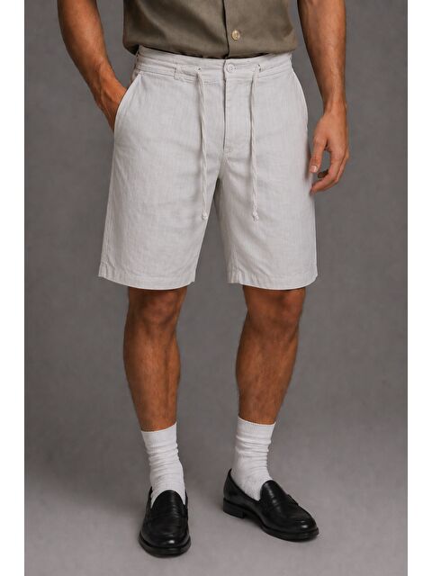 Tarz Cool Erkek %100 Pamuk Linen Şort Rahat Kesim Yazlık Şort