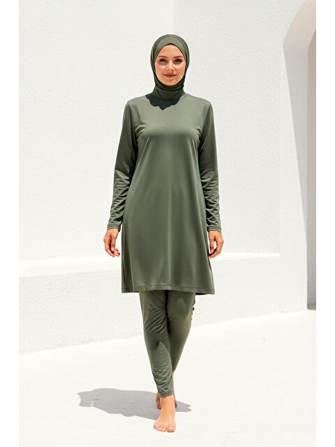Marina Tam Kapalı Tesettür Mayo Haki 1969 - S000500011-18547