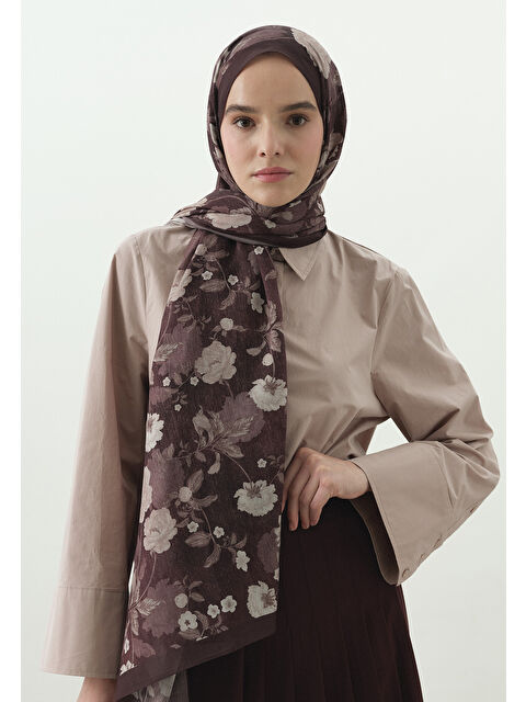 Fresh Scarfs REVERIE DESENLİ PAMUK VİSKON ŞAL MÜRDÜM - S000514040-20036