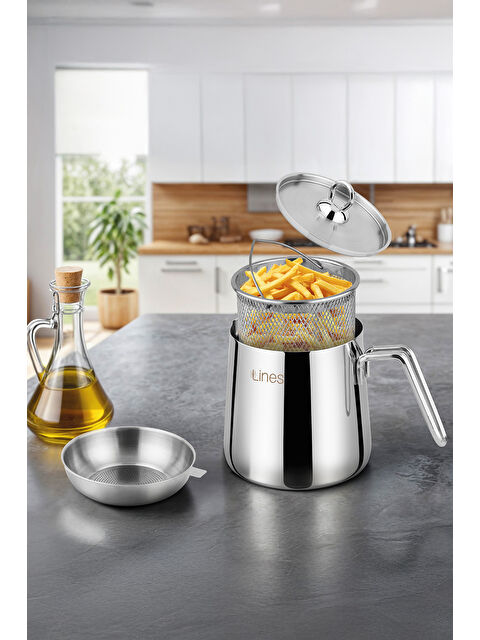 Lines LKX-1000 4 Parça Çelik Kızartma Tenceresi 13,7x13cm 2lt - S000441210-24196