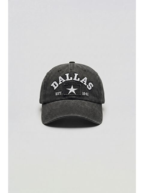 Abluka Online Erkek Dallas Yıldız Nakışlı Yıkamalı Beyzbol Şapka Antrasit