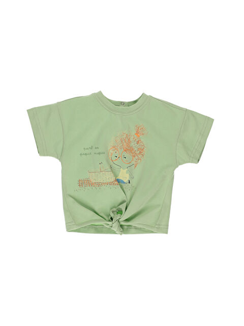 Panço Kız Bebek Baskı Detaylı Yeşil Tişört - S000523709-18194