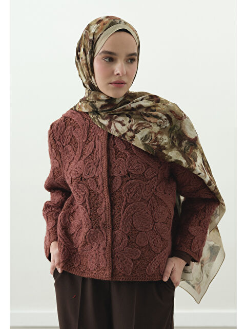 Fresh Scarfs SWEET VANILLA DESENLİ PAMUK VİSKON ŞAL BEJ - S000514047-19928