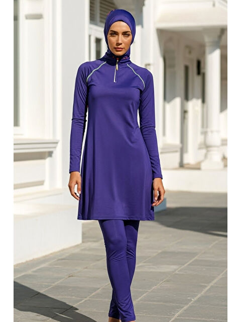 Marina Tam Kapalı Tesettür Mayo Saks M2233 - S000500016-25