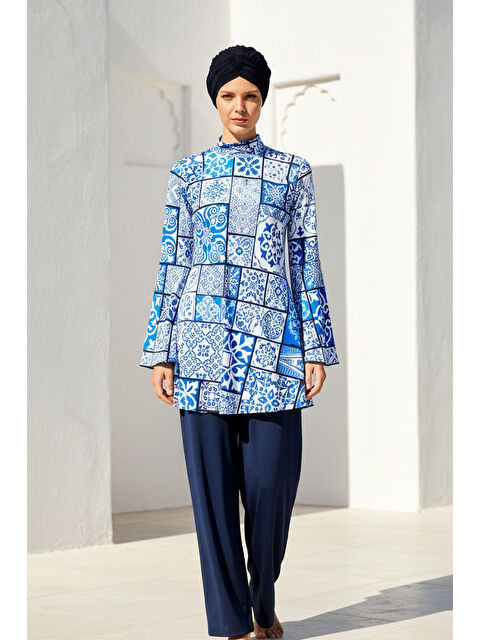 Marina Tam Kapalı Tesettür Mayo Lacivert 1950 - S000500017-21164