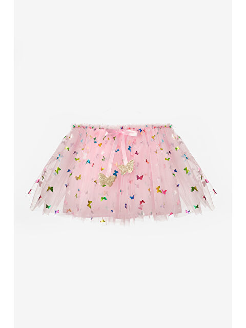 Le Mabelle Pembe Kelebekli Fiyonk Detaylı Kız Çocuk Tül Etek - Aster