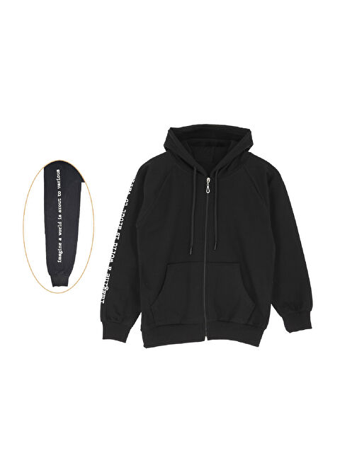 Modanino Kız Çocuk Hırka 2 İplik Fermuarlı Kapüşonlu 12-16 Yaş 12380 - S000468625-19351