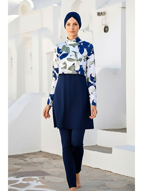 Marina Tam Kapalı Tesettür Mayo Lacivert 1972 - S000500018-21164