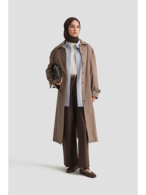 ARMİNE Kemerli Trençkot 25Y7803 Koyu Vizon - S000420032-26429
