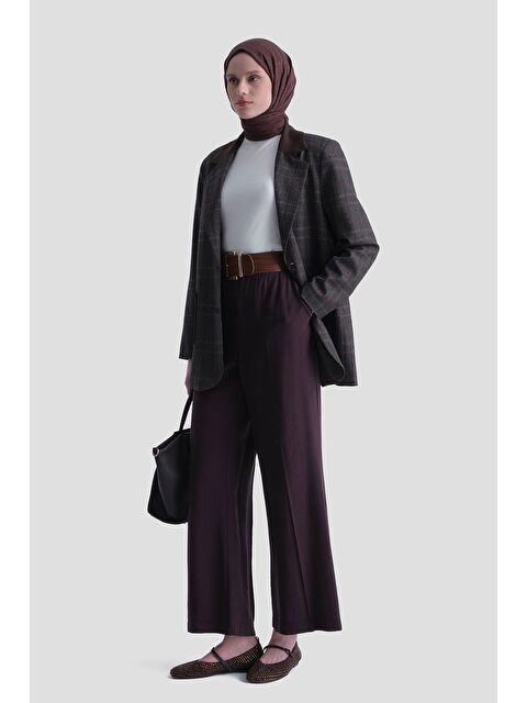 ARMİNE Beli Büzgülü Relax Pantolon Kahverengi