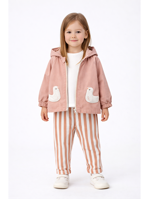 Harika Kids Kız Çocuk Gabardin Ceketli Takım – %100 Pamuklu İç Penye, Beli Lastikli Kemerli Pantolon 2-5 Yaş - S000513700-7152