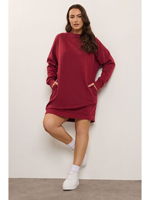 Stil Diva Büyük Beden Yarım Balıkçı Yaka Uzun Kollu Cepli Diz Üstü Sweat Elbise 304078 - S000456965-20045