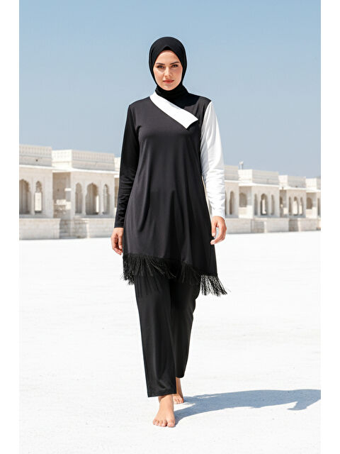 Marina Tam Kapalı Tesettür Mayo Siyah M2107 - S000500022-19351