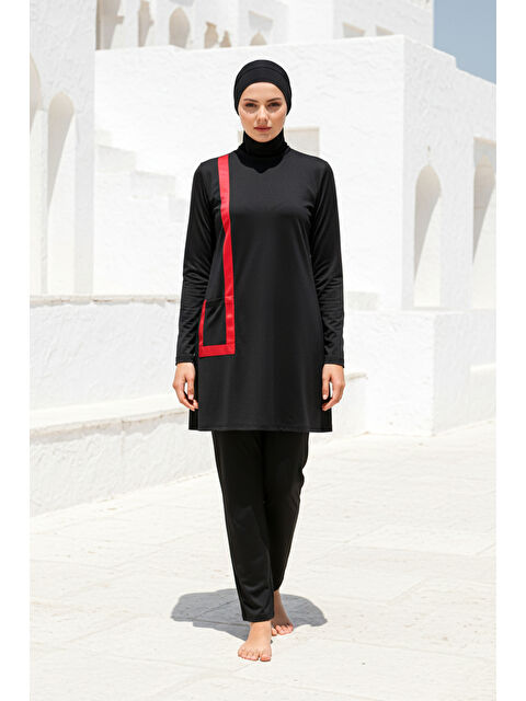 Marina Tam Kapalı Tesettür Mayo Siyah M2109 - S000500023-19351