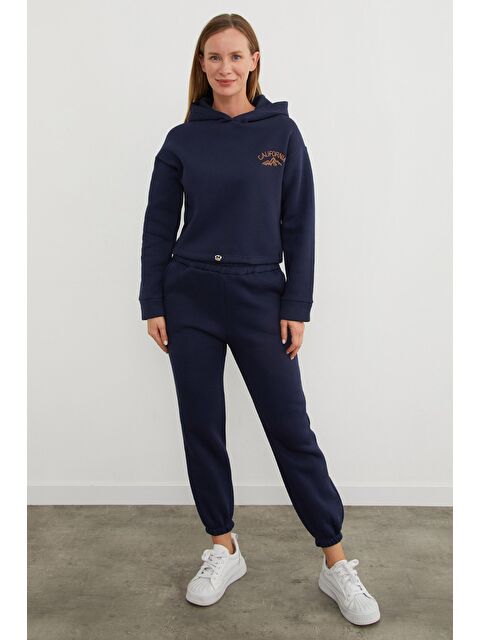 Fullamoda 3 İplik California Nakışlı Kapüşonlu Jogger Takım - S000440198-21164