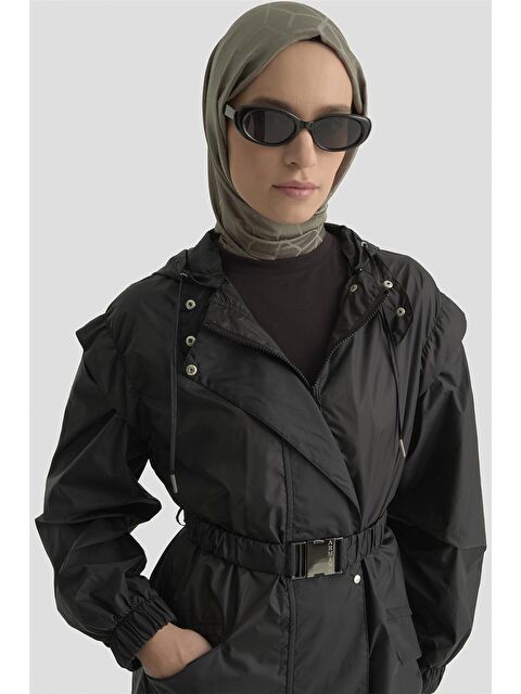 ARMİNE Seyyar Kollu Ve Kapüşonlu Yağmurluk 25Y7816 Siyah - S000490820-19351