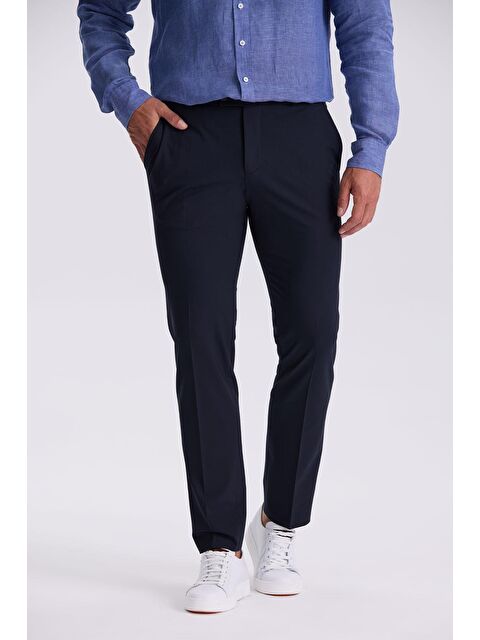 JAKAMEN Lacivert Comfort Fit Bambu Karışımlı Rahat Kesim Esnek Kumaş Pantolon - S000496035-21164