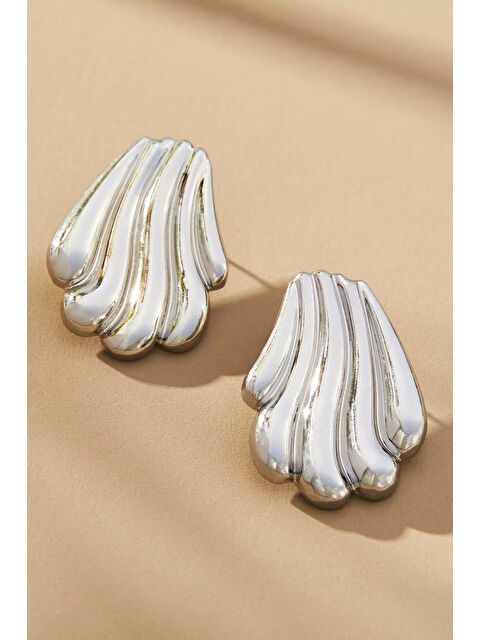 New Obsessions Serafina Gümüş Renk Vintage Dalga Çelik Küpe