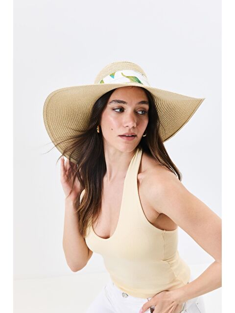 C&City Geniş Kenar Hasır Plaj Şapkası Y25730-11 Bej - S000382711-19928