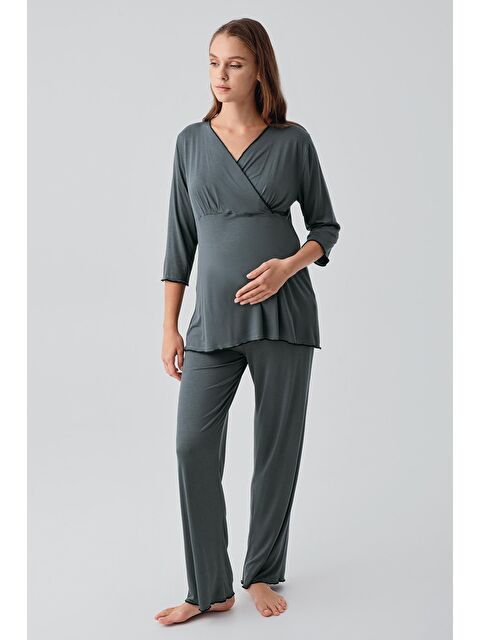 Artış Uzun Kollu Elastanlı Esnek Viskoz Soft Hamile Pijama Takım 19212 - S000531598-18194