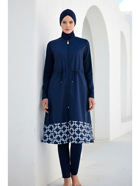 Marina Tam Kapalı Tesettür Mayo Lacivert 1997 - S000500035-21164