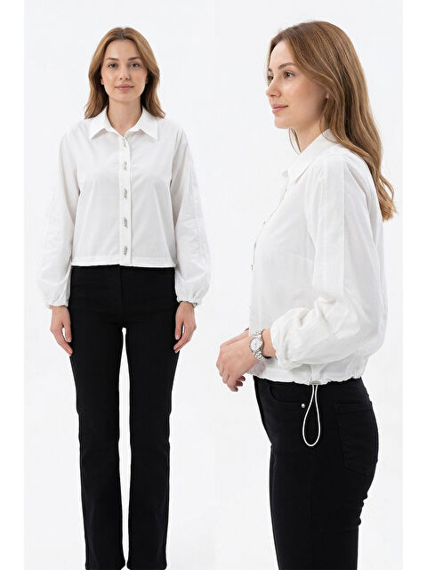 Remsa Birit Detaylı Poplin Gömlek 19556 Ekru