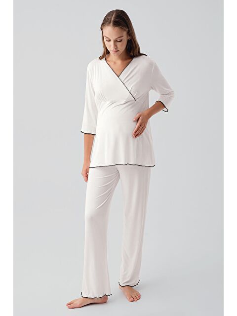 Artış Uzun Kollu Elastanlı Esnek Viskoz Soft Hamile Pijama Takım 19212 - S000531598-19965