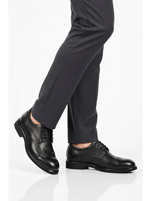 Ayakmod Premium Siyah Hakiki Deri Erkek Klasik Oxford Ayakkabı 2075 M