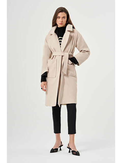 Mizalle Basıc Kaşe Dokulu Bej Kaban - S000327328-19928