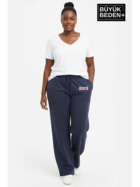 Süperlife Kadın Büyük Beden BROOKLYN 1970 Baskılı Lastikli Bel Paça Reçme Eşofman Altı SPR26EAK952-3 - S000482437-21164