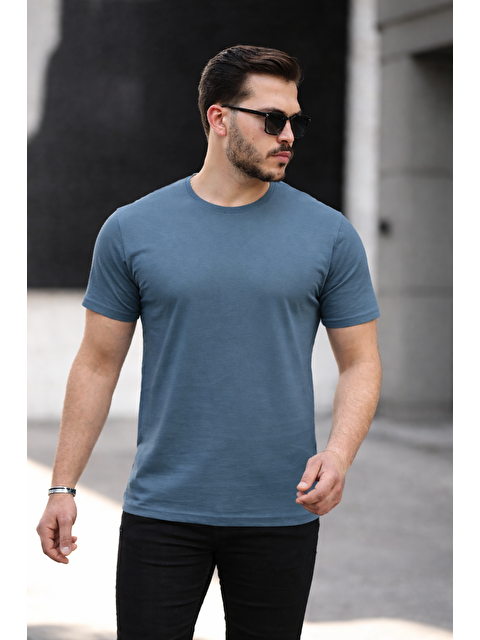 Comstar Erkek Basic Bisiklet Yaka Kısa Kollu Dar F.Mavi Tişört