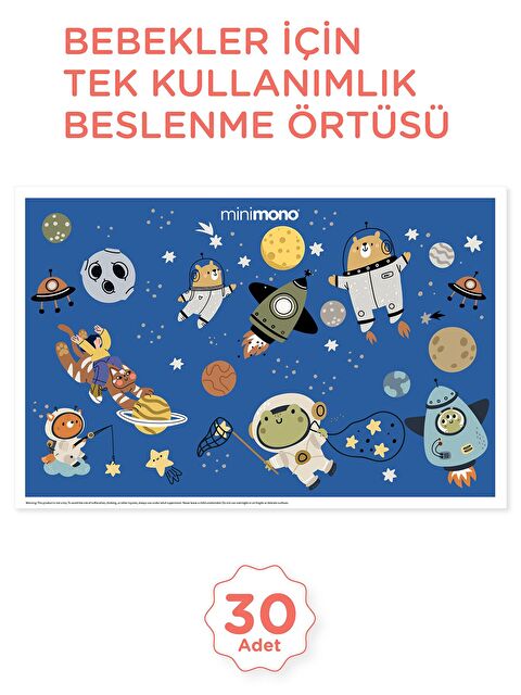 Minimono Bebekler İçin Tek Kullanımlık Beslenme Örtüsü- 30'lu Paket - Lacivert Standart - S000504014-21164