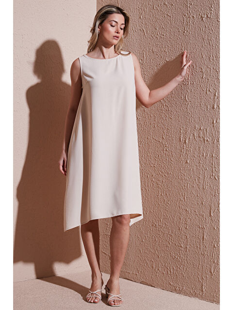 Fashion Friends Regular Fit Bisiklet Yaka Kolsuz Volanlı Kadın Elbise 25Y0630K1 - S000380563-19928