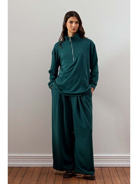 Ceylan Otantik Zümrüt 3 İplik Yarım Fermuarlı Eşofman Takım - S000485842-18709