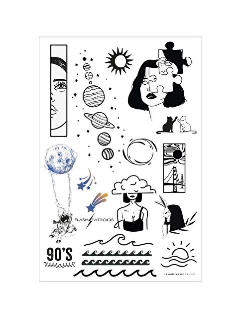 New Obsessions Saturn ve Cool Desenler Geçici Dövme - S000344505-19351
