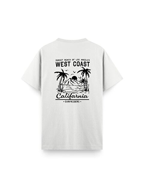 Oksit West Coast Surfriders California Baskılı Erkek Unisex Oversize Tişört Büyük Beden Tshirt - S000523454-20063