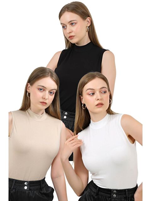 justmore Kadın 3'Lü Kolsuz Body - S000471262-37424